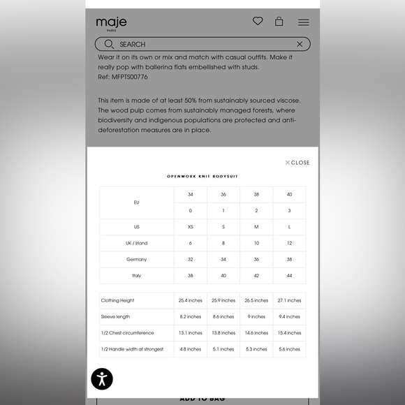 MAJE: Beautiful black bodysuit. Low neckline New with tags. Never worn. FINAL$ - Picture 6 of 8